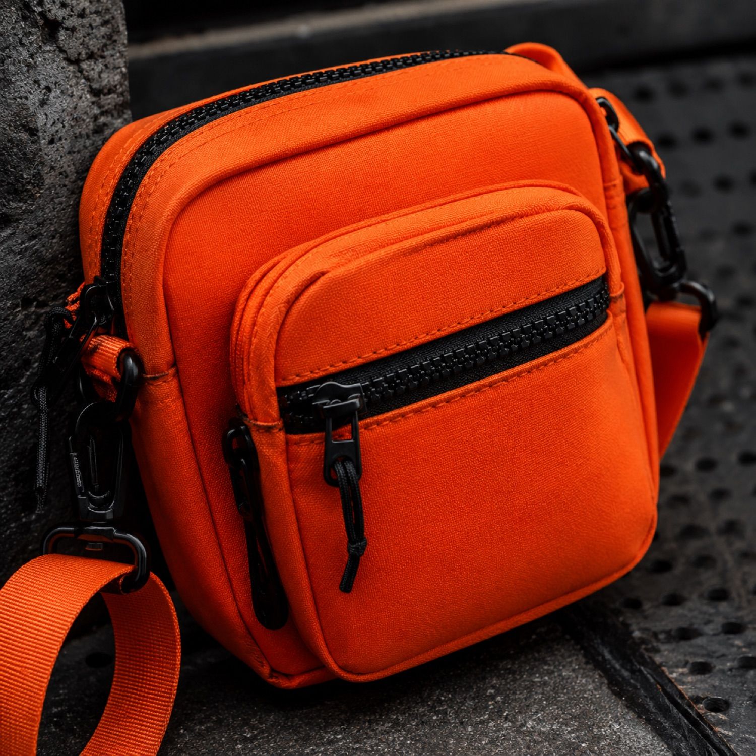 Signal compact sling bag — Crossbody Bags by SH SNEAKERS. close detail of the fabric and finish.