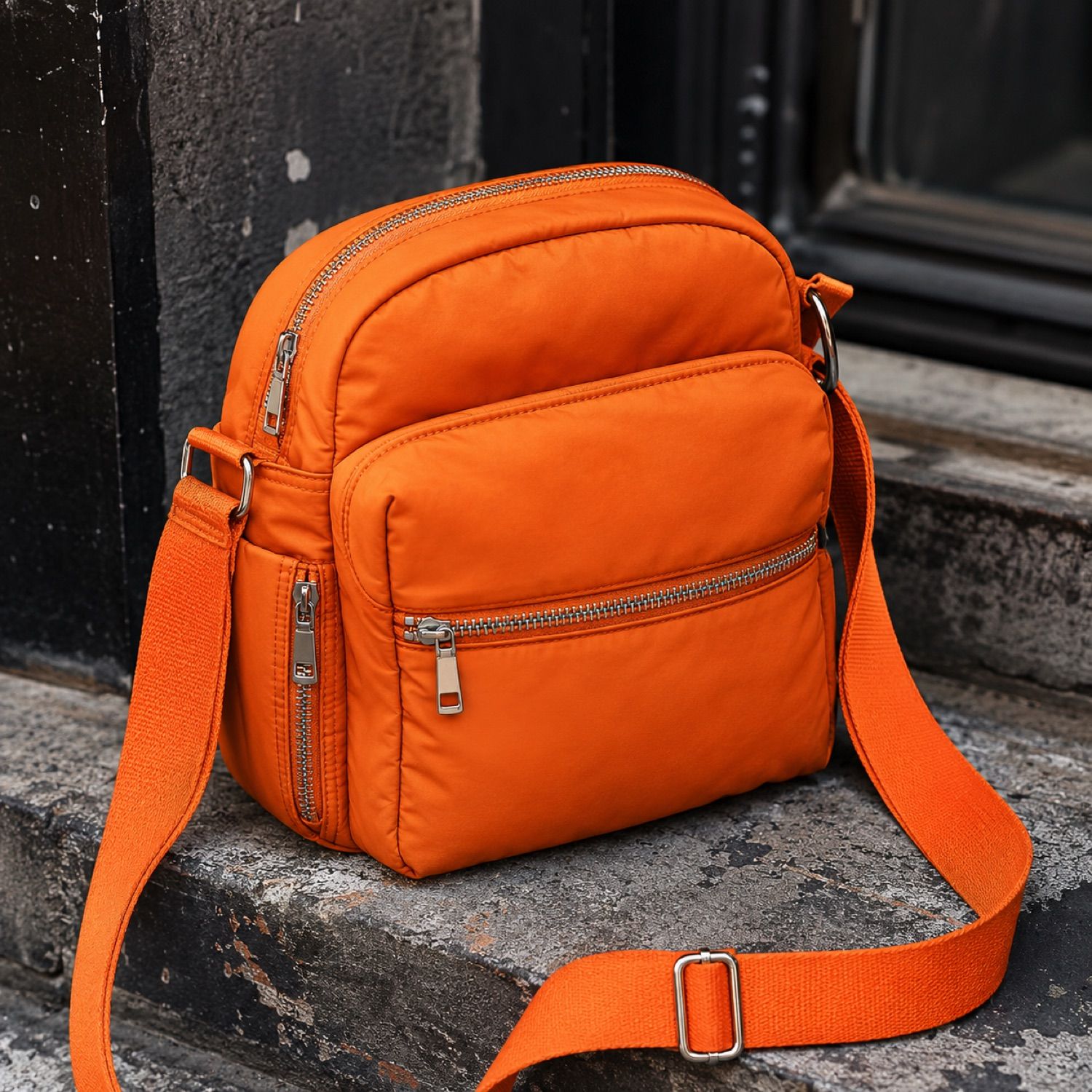 Signal compact sling bag — Crossbody Bags by SH SNEAKERS. laid flat, full length.