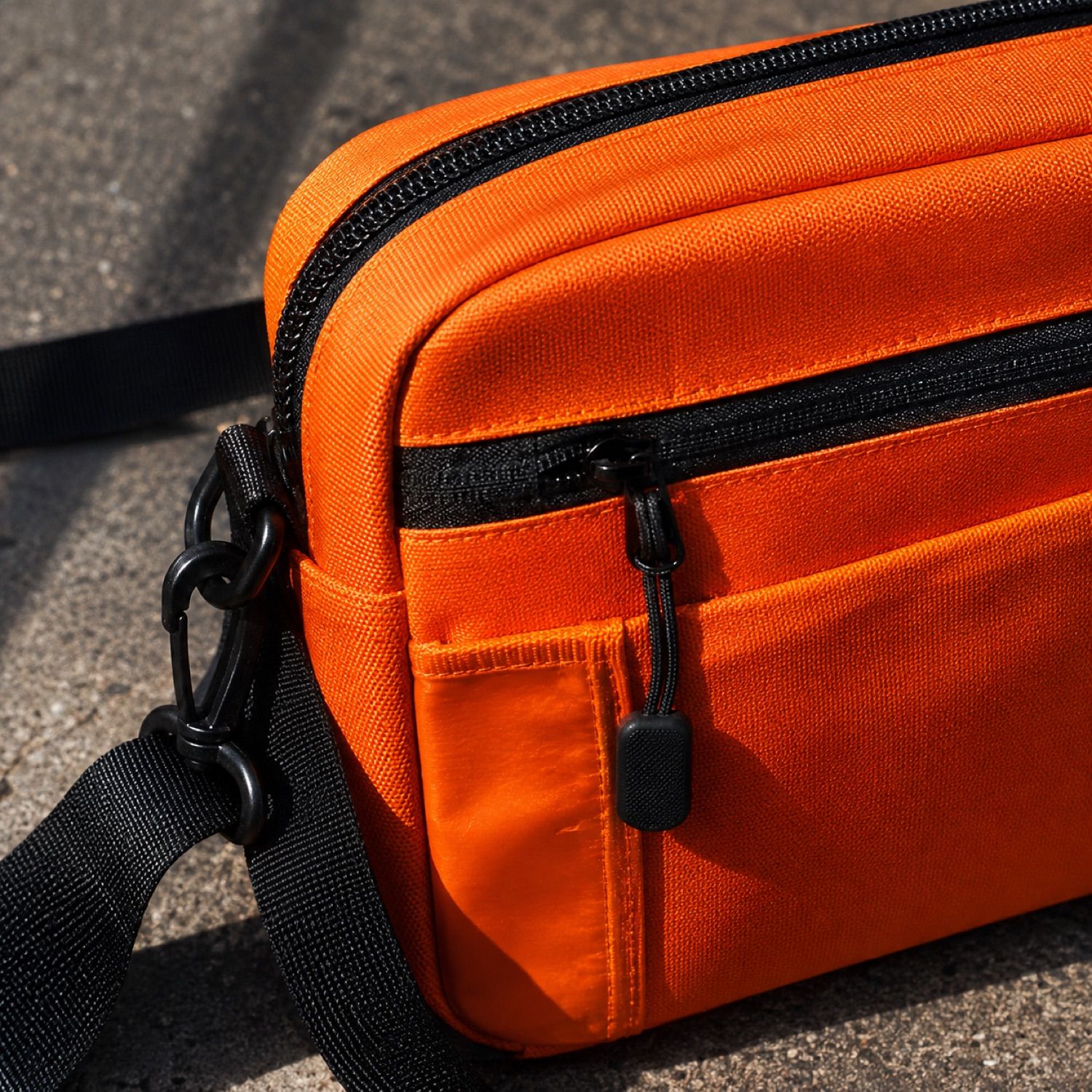 Signal zip utility bag — Crossbody Bags by SH SNEAKERS. close detail of the fabric and finish.