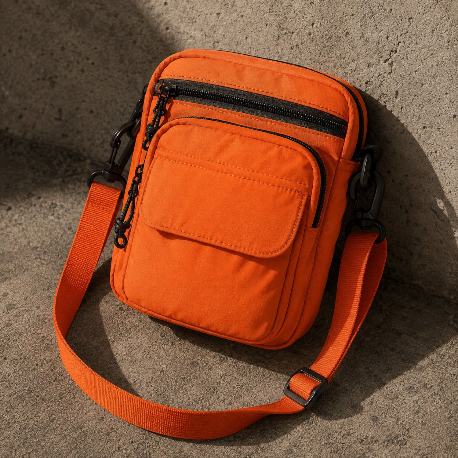 Signal zip utility bag — Crossbody Bags by SH SNEAKERS. laid flat, full length.