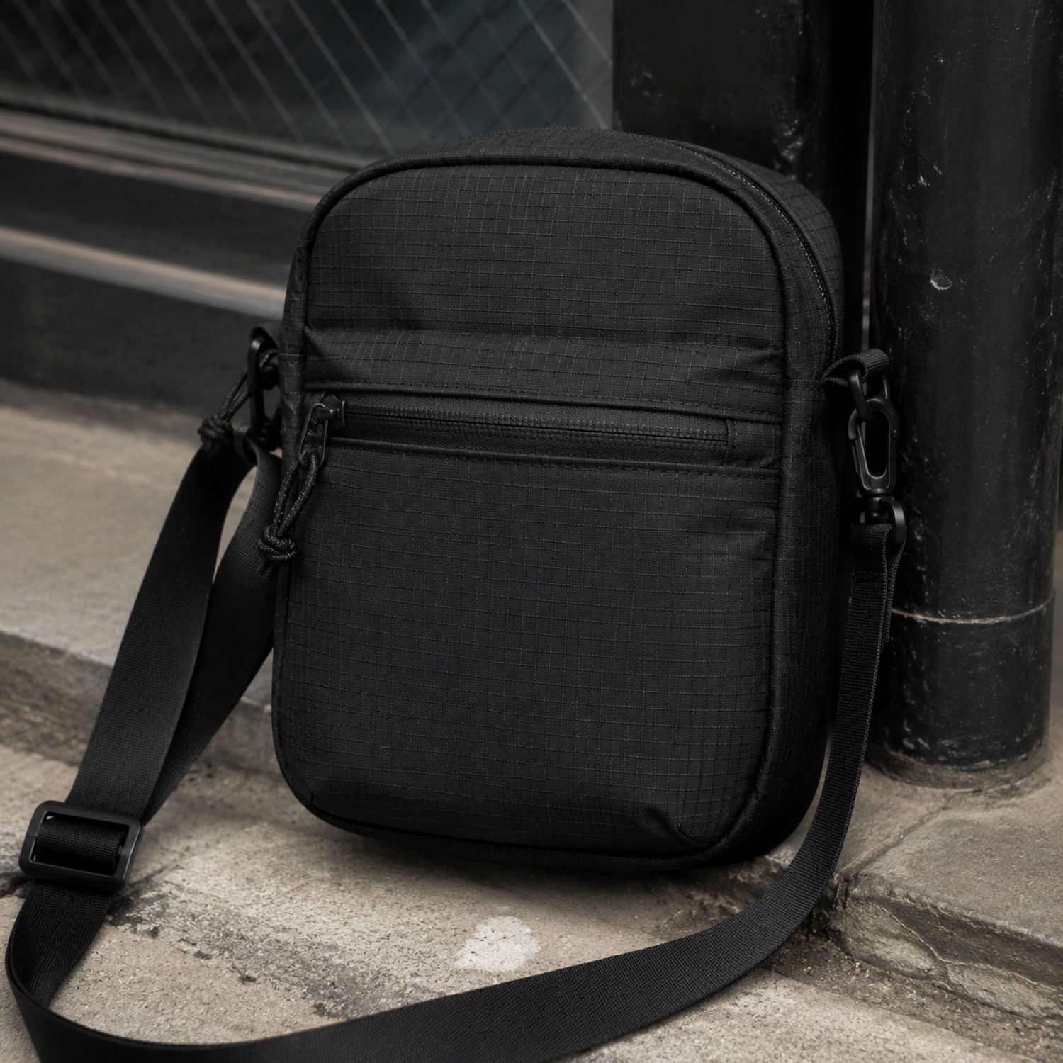 Pylon phone pouch — Crossbody Bags by SH SNEAKERS. laid flat, full length.