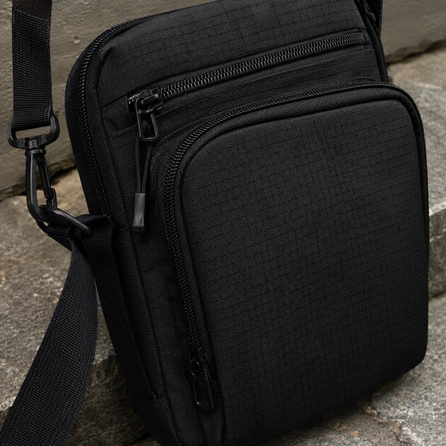 Switch zip utility bag — Crossbody Bags by SH SNEAKERS. close detail of the fabric and finish.