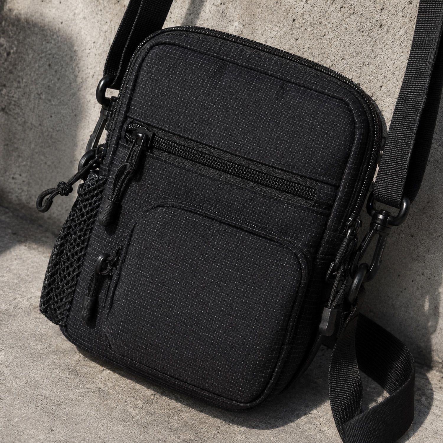 Switch zip utility bag — Crossbody Bags by SH SNEAKERS. laid flat, full length.