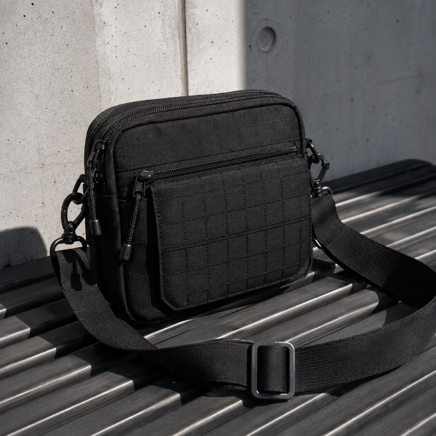 Slate zip utility bag — Crossbody Bags by SH SNEAKERS. in use.