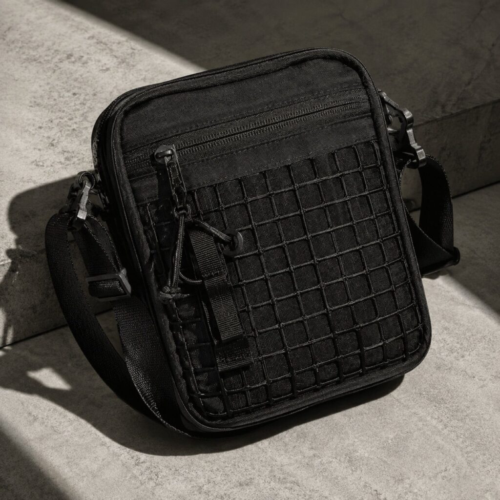 Slate zip utility bag — Crossbody Bags by SH SNEAKERS. product photograph on a white background.