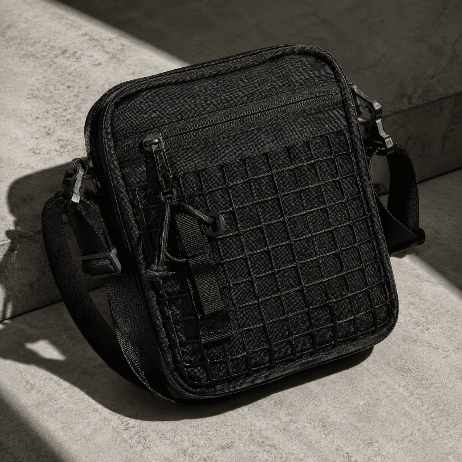 Slate zip utility bag — Crossbody Bags by SH SNEAKERS. product photograph on a white background.