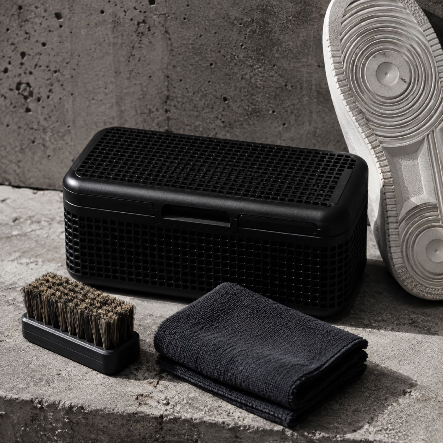 Pylon suede refresh kit — Care Kits by SH SNEAKERS. laid flat, full length.