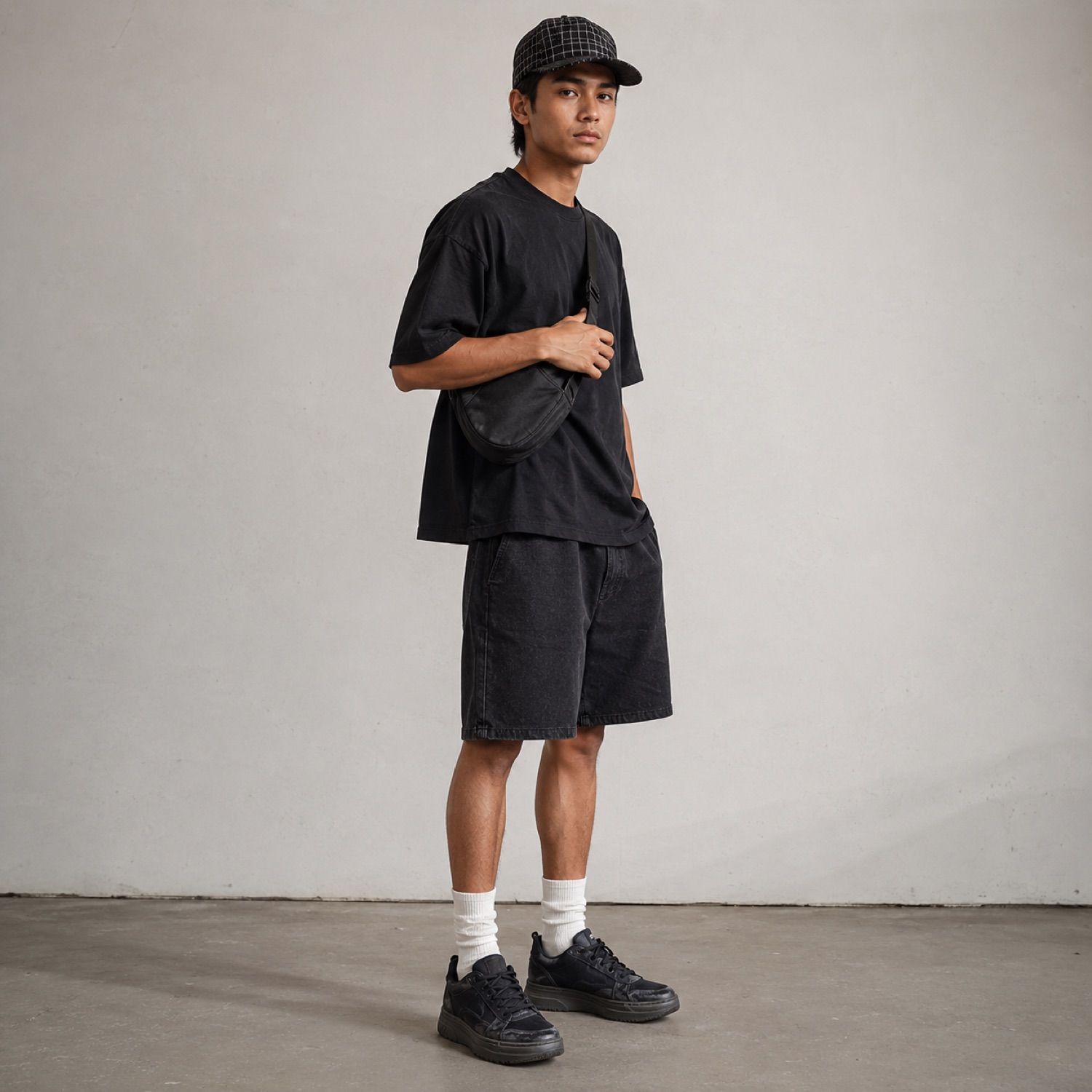 Core soft nylon cap — Caps by SH SNEAKERS. worn by a model.