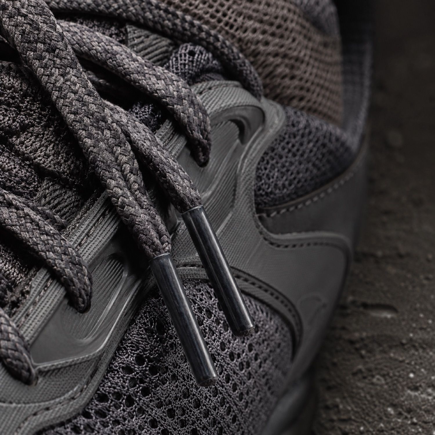 Relay waxed lace pair — Laces by SH SNEAKERS. close detail of the fabric and finish.