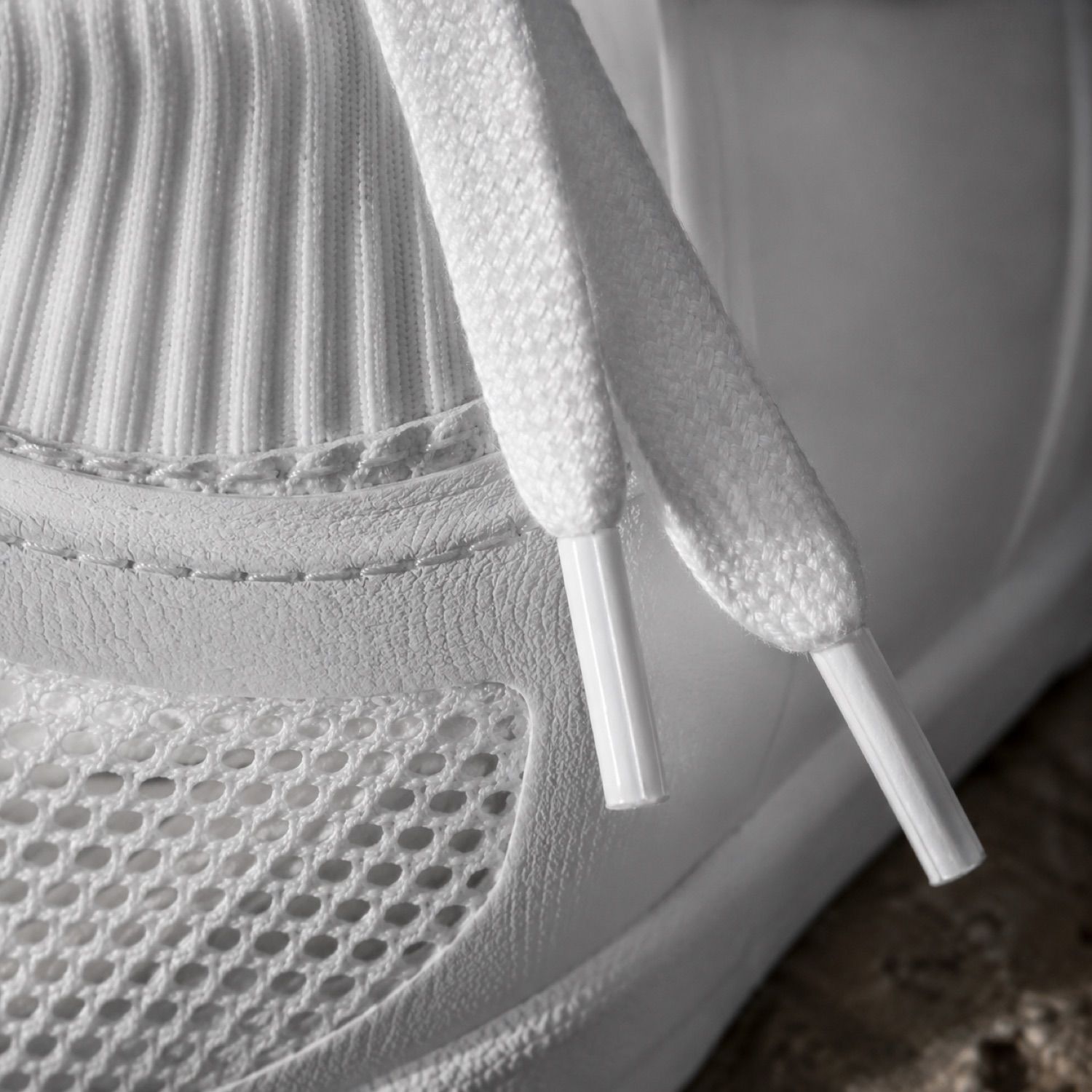 Tarmac waxed lace pair — Laces by SH SNEAKERS. close detail of the fabric and finish.
