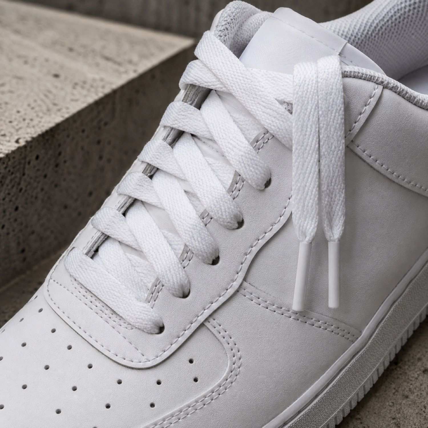 Tarmac waxed lace pair — Laces by SH SNEAKERS. laid flat, full length.