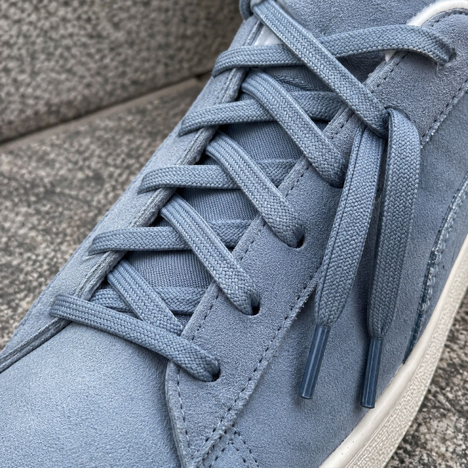 Orbit waxed lace pair — Laces by SH SNEAKERS. laid flat, full length.
