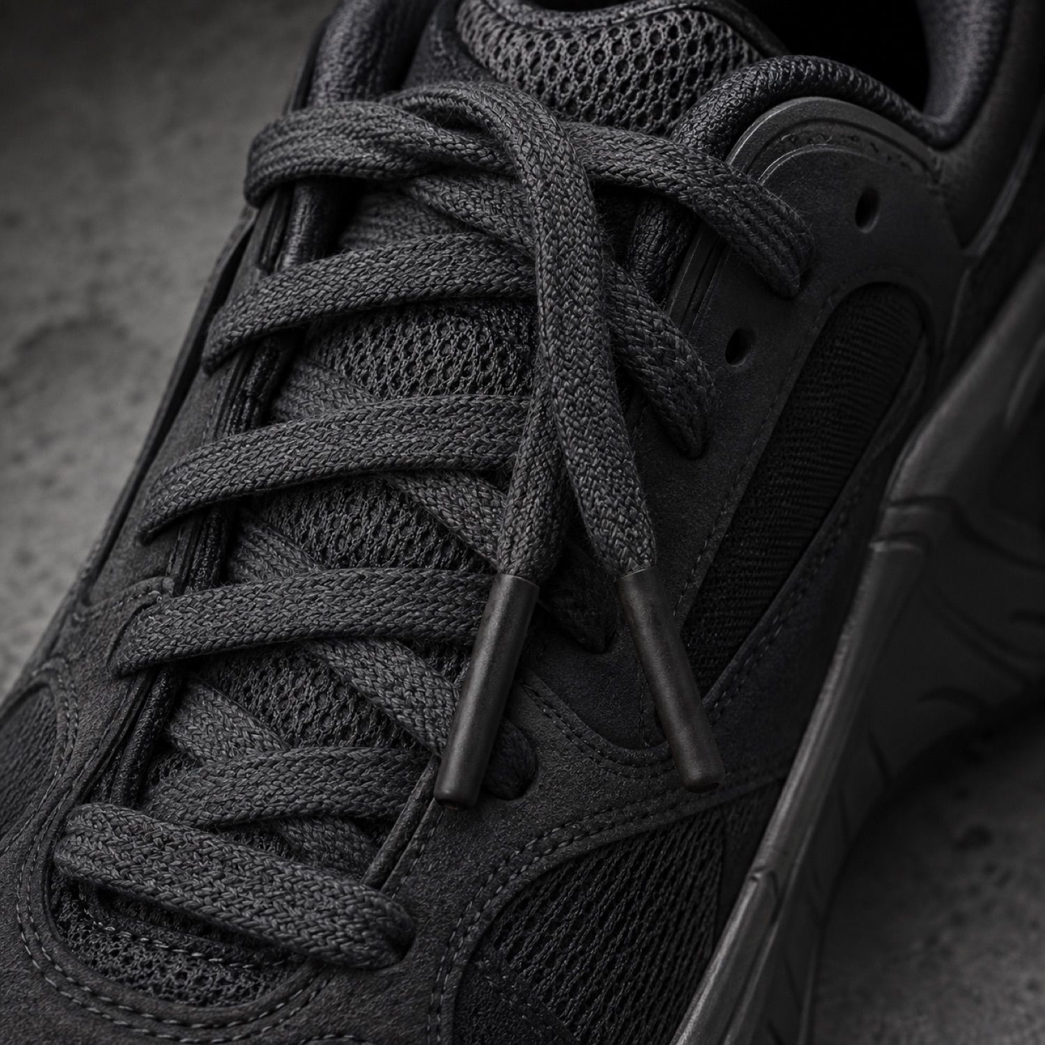 Quarry reflective lace pair — Laces by SH SNEAKERS. laid flat, full length.