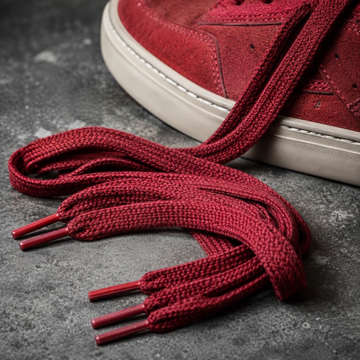 Northline reflective lace pair — Laces by SH SNEAKERS. laid flat, full length.