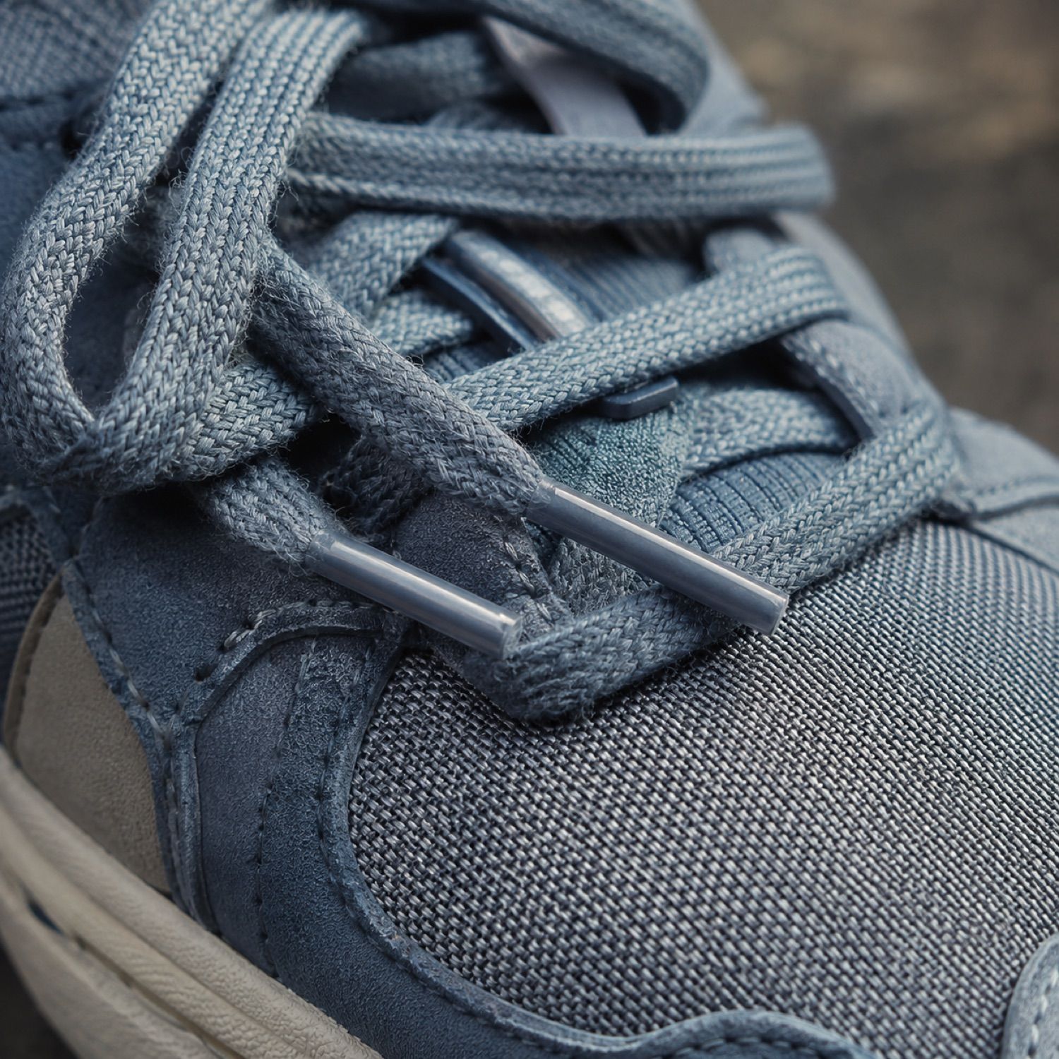Rift waxed lace pair — Laces by SH SNEAKERS. close detail of the fabric and finish.
