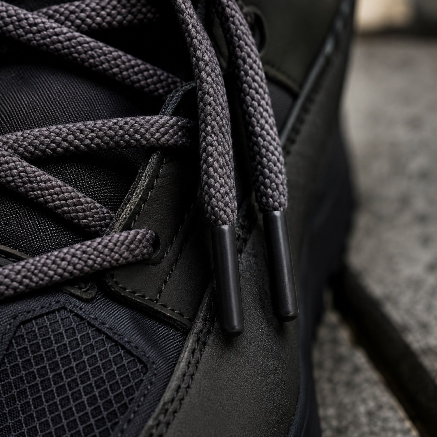 Field waxed lace pair — Laces by SH SNEAKERS. close detail of the fabric and finish.