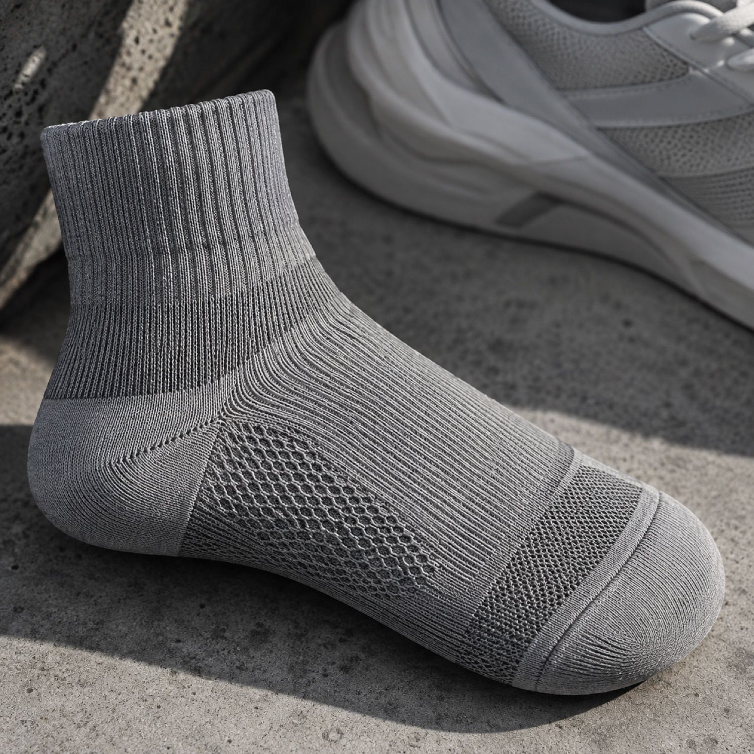 Field rib crew sock — Statement Socks by SH SNEAKERS. close detail of the fabric and finish.