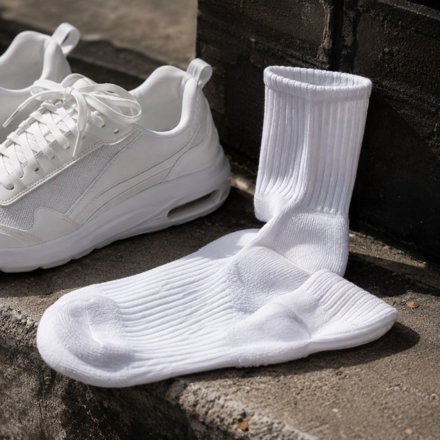 Switch double stripe sock — Statement Socks by SH SNEAKERS. laid flat, full length.