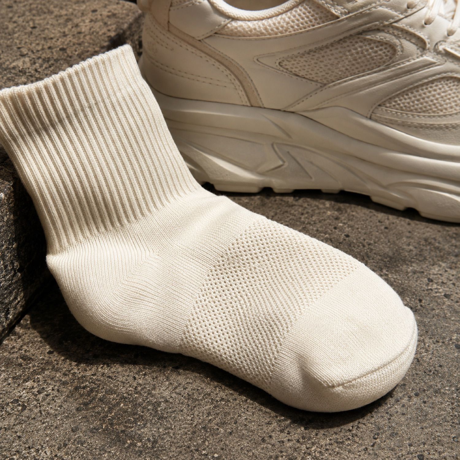 Block rib crew sock — Statement Socks by SH SNEAKERS. close detail of the fabric and finish.