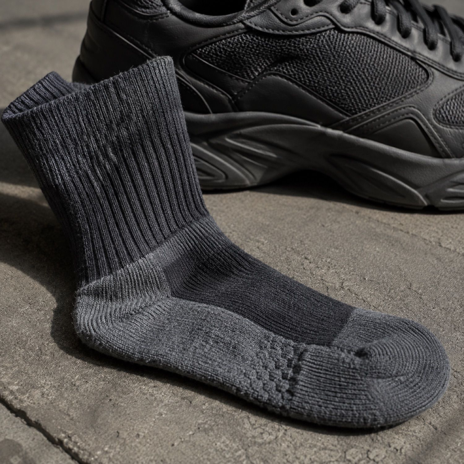 Core heavy cushion sock — Statement Socks by SH SNEAKERS. close detail of the fabric and finish.