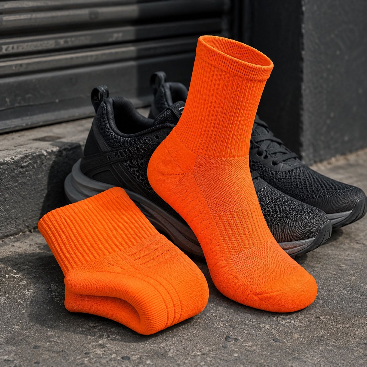 Slate mesh panel sock — Statement Socks by SH SNEAKERS. laid flat, full length.