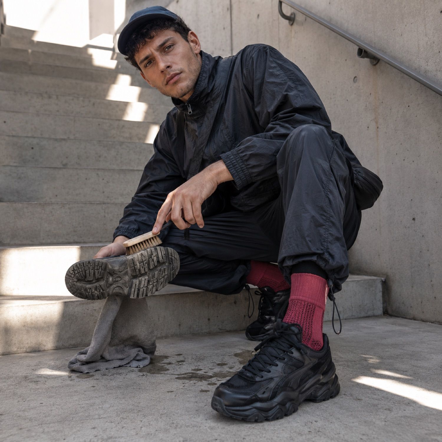 Pylon mesh panel sock — Statement Socks by SH SNEAKERS. worn by a model.