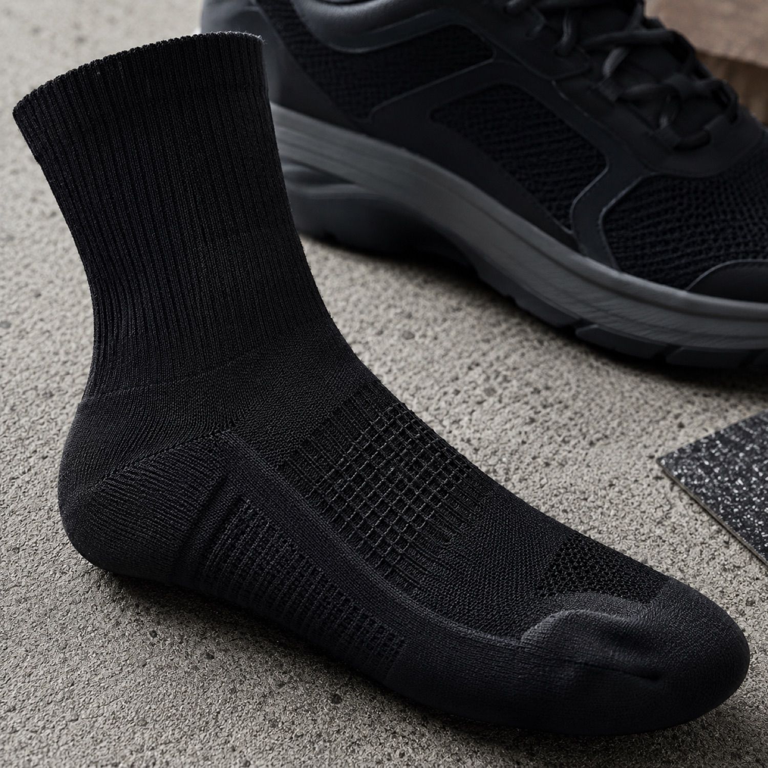 Northline mesh panel sock — Statement Socks by SH SNEAKERS. close detail of the fabric and finish.