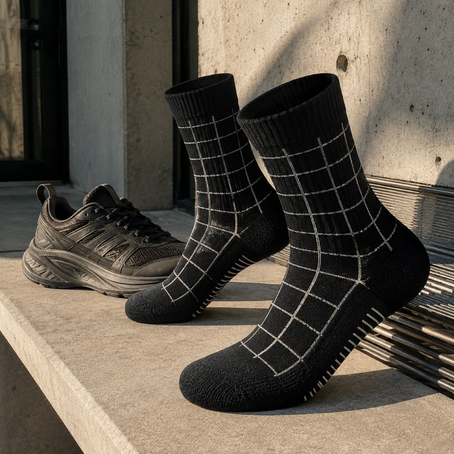 Northline mesh panel sock — Statement Socks by SH SNEAKERS. in use.