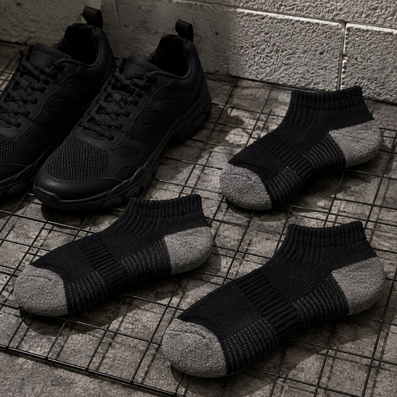 Northline mesh panel sock — Statement Socks by SH SNEAKERS. laid flat, full length.